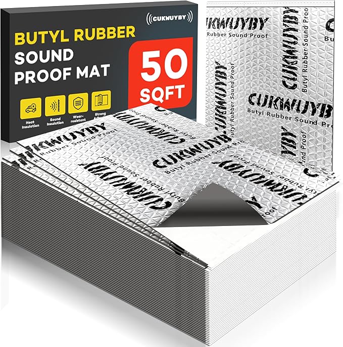 Sound Deading Material for Cars 50mil 50 sqft Car Sound Deadening Mat Butyl Automotive Sound Deadener Noise Insulation Vibration Dampening Material (46 pcs)
