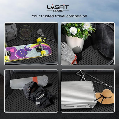 LASFIT Cargo Mats for Dodge Challenger 2011 2012 2013 2014 2015 2016 2017 2018 2019 2020 2021 2022 2023, All Weather TPE Custom Fit Trunk Mats Cargo Liners, Black