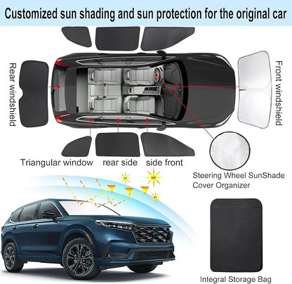 TINGLU Window Shades for Honda CR-V 2023-2026 Accessorie Car Side Full Windows Rear Triangular Windshield Sun Shade Sun UV Rays & Privacy Protection for Camping,Napping,and Relaxing 8PCS