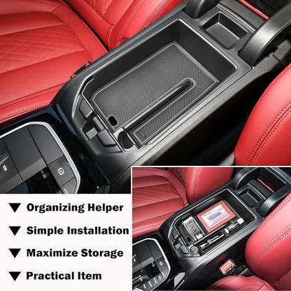 RUNROAD Center Console Organizer Tray Compatible with BMW X3 G01 2018-2024 and for BMW X4 G02 2019-2025 Accessories, Insert Secondary Storage Box Armrest Tray Console Organizer (Black)