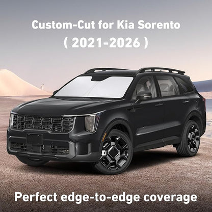 EcoNour Windshield Sunshade Compatible for Kia Sorento 2021-2024 2025 2026, Sun Visor for Front Windshield & Window Sun Shade Cover, UV Heat Blocker & Protector, Car Accessories