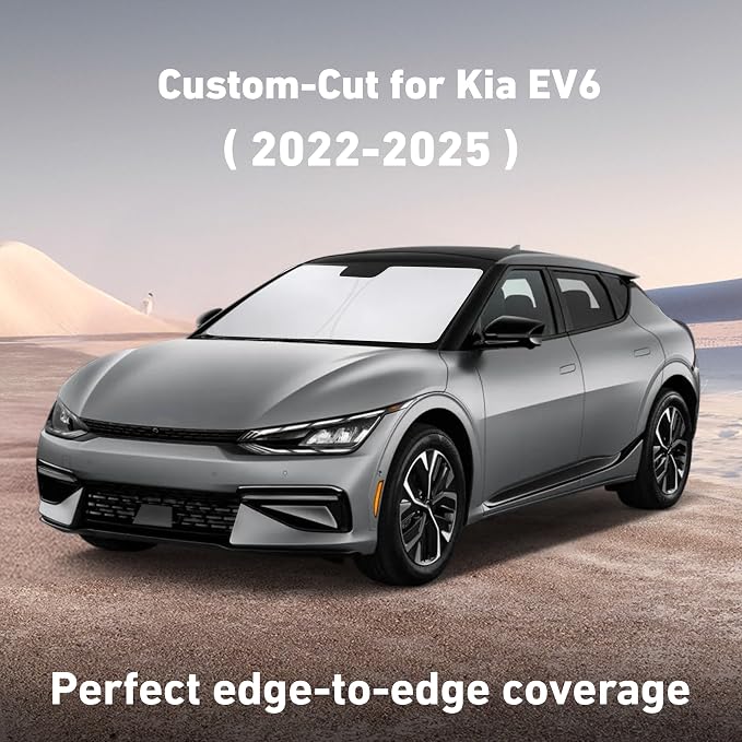 EcoNour Windshield Sunshade Compatible for Kia EV6 2022-2023 2024 2025, Sun Visor for Front Windshield & Window Sun Shade Cover, UV Heat Blocker & Protector, Car Accessories