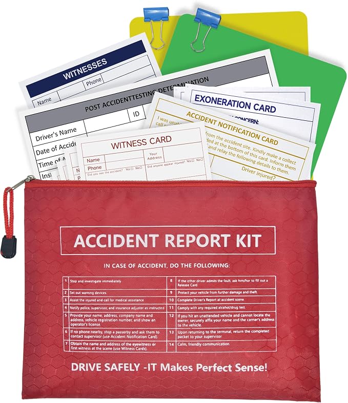 1 Pack Waterproof Vehicle Accident Report Kit in Vinyl Pouch 6.9 * 9.3inch Car Accident Kit Driver's Vehicle Inspection Report Helps Drivers Collect Organize and Report Vehicle Accident Information