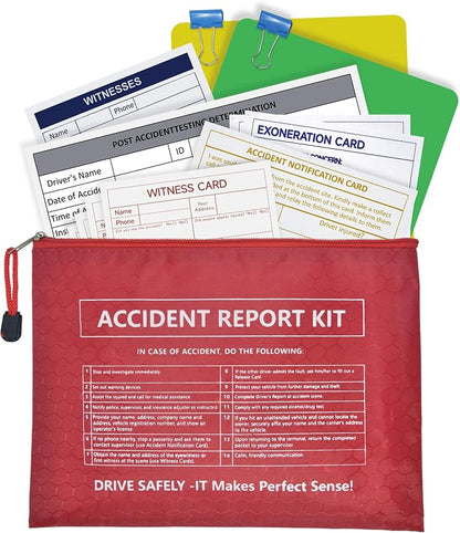 1 Pack Waterproof Vehicle Accident Report Kit in Vinyl Pouch 6.9 * 9.3inch Car Accident Kit Driver's Vehicle Inspection Report Helps Drivers Collect Organize and Report Vehicle Accident Information