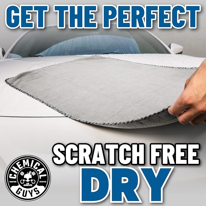 Chemical Guys Waffle Weave Gray Matter Microfiber Drying Towel - 25" x 36",Premium Blend Microfiber Towel with Soft-Banded Edging for Scratch-Free Car Drying,Ultra Absorbent,(Pack of 12)