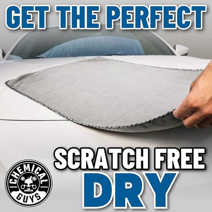Chemical Guys Waffle Weave Gray Matter Microfiber Drying Towel - 25" x 36",Premium Blend Microfiber Towel with Soft-Banded Edging for Scratch-Free Car Drying,Ultra Absorbent,(Pack of 12)