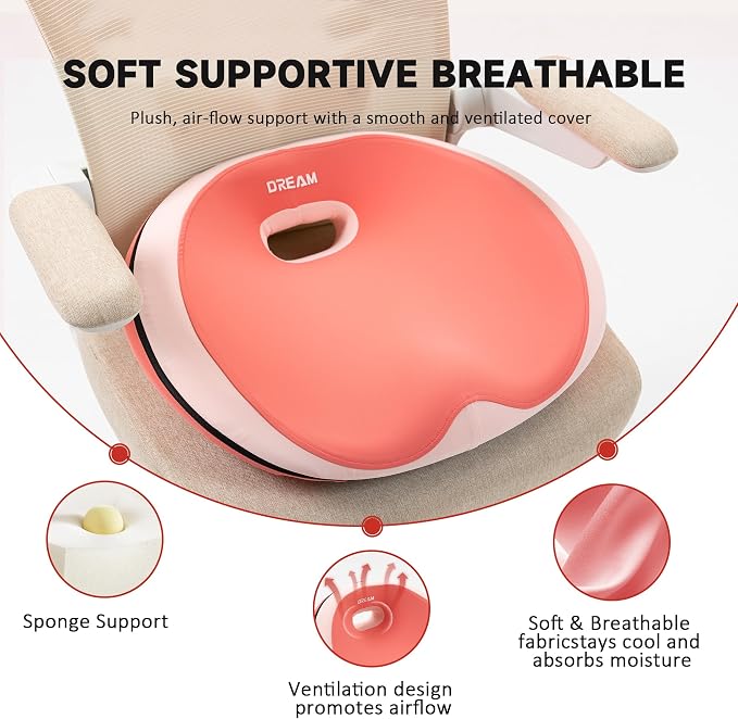Donut Pillow Seat Cushion with Memory Foam for Tailbone Pain & Sciatica Relief - Ergonomic Hollow Office Chair Pad with Breathable Cover for Home Car Driving