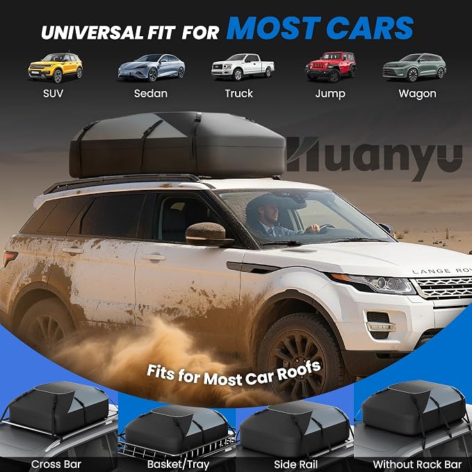 Waterproof Roof Top Bag 20 Cubic/550L | Universal Fit for Cars with/Without Racks | Storage Bag, Anti-Slip Mat, 6 Door Hooks, Combination Lock, Tool-Free Easy Install