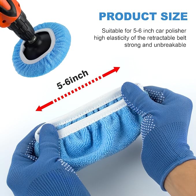 S SATC 5-6 Inch Car Polishing Bonnet Pads 20 PCS Microfiber Buffing Pads Fit Orbital Buffer for Car, Glass, Waxing