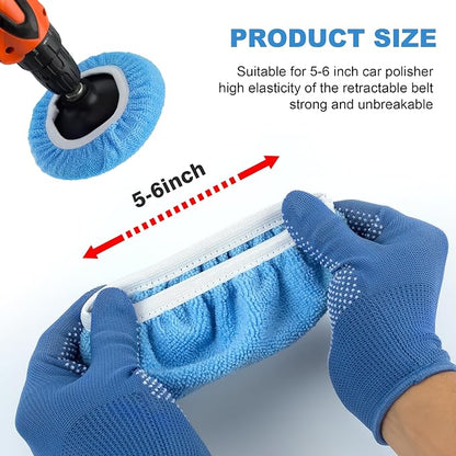S SATC 5-6 Inch Car Polishing Bonnet Pads 20 PCS Microfiber Buffing Pads Fit Orbital Buffer for Car, Glass, Waxing