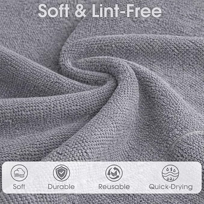 Microfiber Cleaning Cloth Roll - 100 Pack Tear Away Microfiber Paper Towels, Reusable, Washable, Scratch-Free, Kitchen Towels for Car, Home, Kitchen, Glass, Dishes(Cloud Gray)