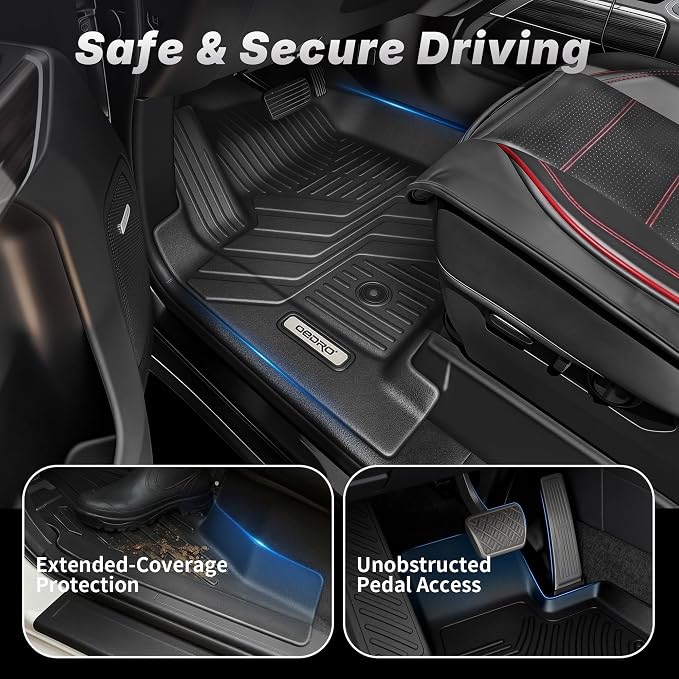 OEDRO Upgraded Floor Mats for 2019-2026 Chevy Silverado/GMC Sierra 1500 Crew Cab & 2020-2026 Silverado/Sierra 2500HD 3500HD, Bucket Seat, All Weather Custom Fit Silverado Accessories Floor Liners