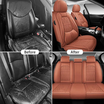 WELLDO Car Seat Covers, 5 Seats, Brown | Waterproof, Scratch-Resistant, Breathable & Easy to Clean, Universal Fit for SUV Sedan Truck, Full Set