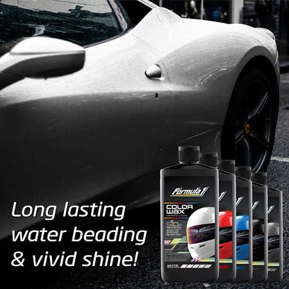 Formula 1 Color Wax Liquid for White Cars, Gives Ceramic Water Beading Protection and Ultimate Shiny Finish, Fills Minor Scratches with Color-Match Pigment, 16 oz