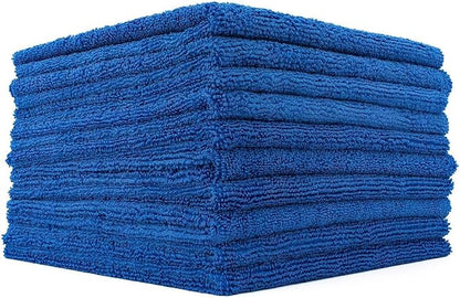 The Rag Company - Edgeless 365 Microfiber Towels (10-Pack) Premium 70/30 Blend, Professional Polishing, Wax Removal, Auto Detailing, 365gsm, 16in x 16n, Royal Blue