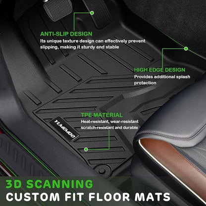 Floor Mats for 2016-2021 Honda Civic Sedan/Coupe/Type R/Insight,2017-2021 Hatchback All Weather TPE Floor Liners Custom Fit for Civic 2021 1st & 2nd Row & Door Sill Guards Anti-Slip Full Set Car Mats