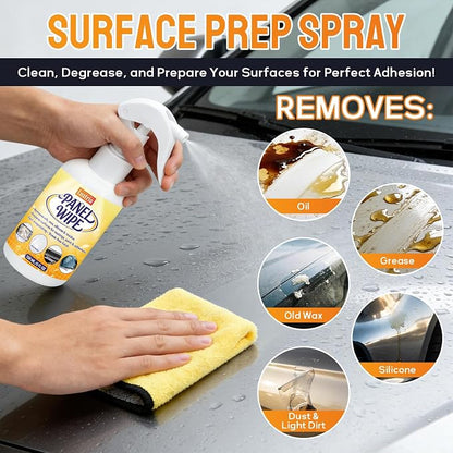 Car Surface Prep Spray – Panel Wipe & Pre-Paint Degreaser for Ceramic Coating, PPF, Vinyl Wrap – Removes Wax, Grease, Silicone – Fast Drying, No Residue – Safe on Clear Coat – Towel Included-5oz