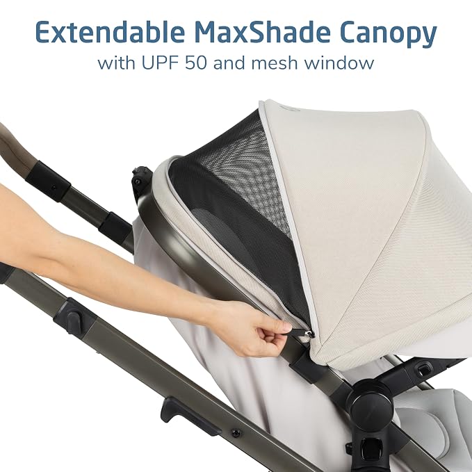 Maxi-Cosi Zelia Pro 5-in-1 Travel System with Mico Pro Infant Car Seat and Baby Stroller Combo, Reversible Seat, Large Wheels, Adjustable Handle, Newborn to Toddler, Lightweight, Classic Oat