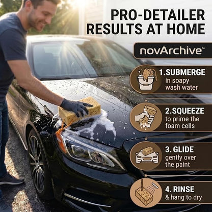 Extra Large Premium Car Wash Sponge | Scratch-Free Cleaning Sponge for Car & Truck | Non-Compressed High Foam Honeycomb Auto Detailing Sponge | 8.3" x 4.3" x 3.1" | Single Pack (1-Piece)