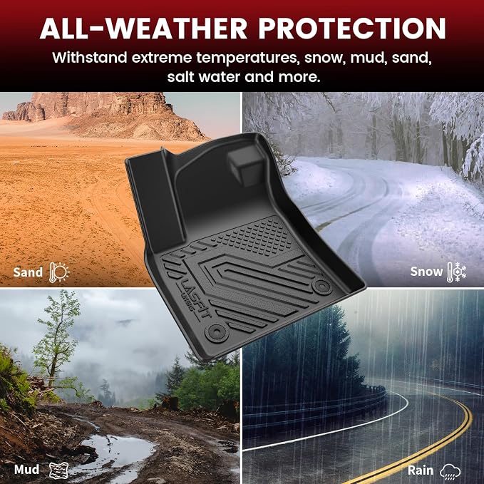 LASFIT Floor Mats for Volkswagen VW Atlas 2019-2026 7 Seats(Bench Seating), All Weather TPE Custom 3 Rows Floor Liners and Backrest Trunk Mats for VW Atlas Full Set Car Mats, Not for Atlas Cross Sport
