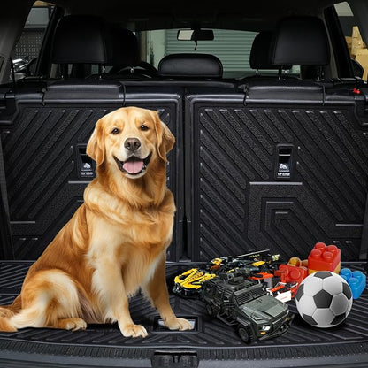 LASFIT Cargo Mat for Volkswagen VW Atlas 2018-2026(Not fit Cross Sport), All Weather TPE Custom Fit Trunk Mat & Seatback Mat for VW Atlas 6&7 Seats Accessories, Black, Easy to Clean