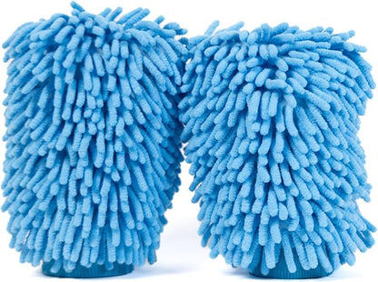 Microfiber Car Wash Mitt – Double-Sided Car Washing Mitts for Interior & Exterior Vehicle Washing & Dusting, Lint-Free, Scratch-Free Chenille Wash Glove, High Absorption Capacity – 2 Pack