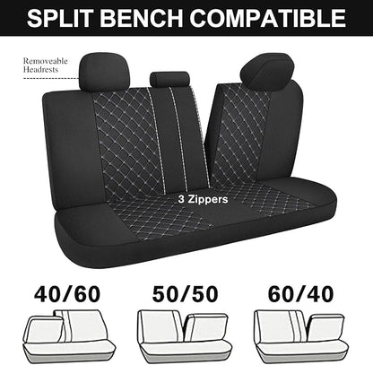 YGL Breathble Car Seat Covers Full Set,Washable Seat Covers for Cars,Premium Cloth Car Seat Protectors,Interior Covers for Cars,Sedan Van Truck SUV(Black/Gray)