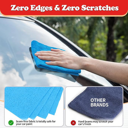 FIXSMITH Shop Towels, Microfiber Cleaning Cloth Bulk, 24 Pack Microfiber Towels for Cars, All-Purpose Absorbent Cleaning Rags, Dust Cloth for Automotive, Mechanic, Garage, Bar, 11.5 x 11.5 inch