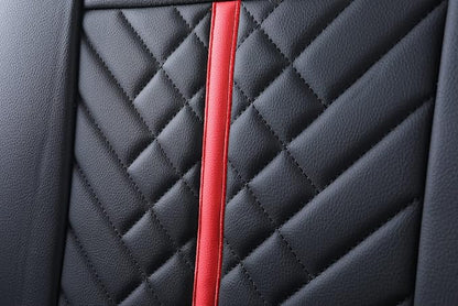 Tomatoman Tacoma Rear Seat Covers Compatible with Toyota Tacoma 2005-2025 2026 TRD Sport OffRoad Limited SR5 V6 Crew Double Extended Cab Truck Waterproof Leather Back Car Cushions(Rear Seat/Black-Red)