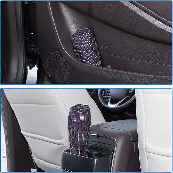 ACROPIX Car Trash Can Trash Bin Rhinestones Portable 3.5" Length 3.1" Width 7.9" Height Purple Rhinestone Plastic