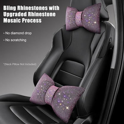 surpassme Rhinestone Lumbar Support Pillow for Car, Bling Back Support Pillow/Cushion Car Accessories for Women(Pink)