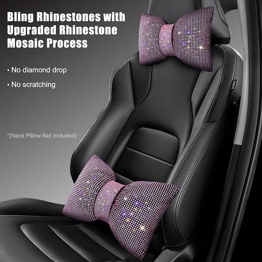 surpassme Rhinestone Lumbar Support Pillow for Car, Bling Back Support Pillow/Cushion Car Accessories for Women(Pink)