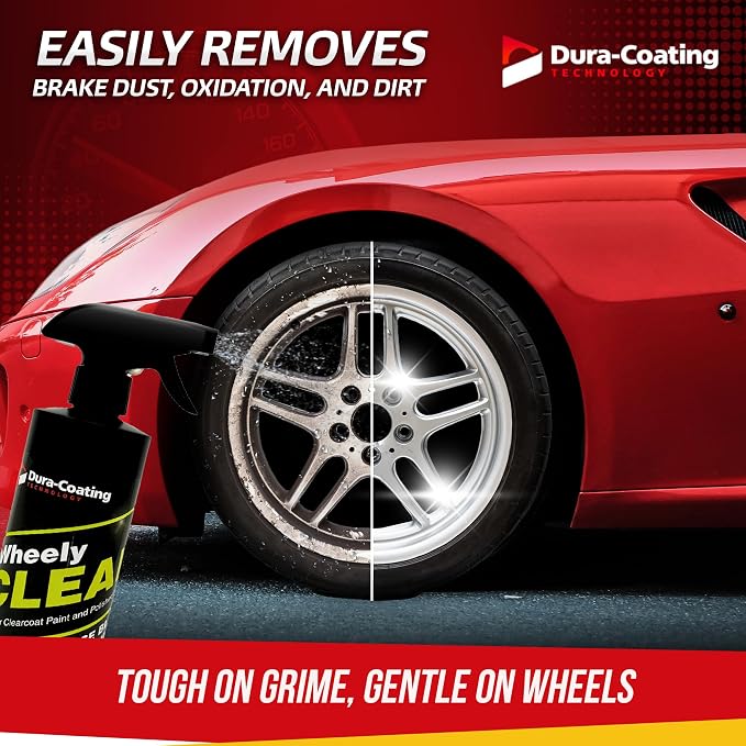 DURA-COATING TECHNOLOGY Wheely Clean - Professional Wheel Cleaner Spray - Ready-to-Use Tire Cleaner and Rim Cleaner - Suitable for Aluminum, Chrome, or Clear-Coated Wheels - Removes Brake Dust - 16 oz