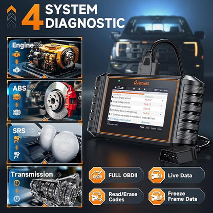 2026 FOXWELL NT716 Code Reader, 4-System OBD2 Scanner Diagnostic Tool for ABS, SRS, Transmission & Engine, 9 Reset, ABS Bleeding, AutoVIN, Live Data, Active Test, Lifetime Free Updates, Orange