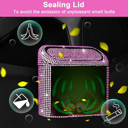 Accmor Car Trash Can with Lid, Mini Auto Dustbin Garbage Can, Car Accessories for Interior, Vehicle Can Garbage Bin with 30pcs Trash Bags, Multipurpose Organizers for Home, Office, Cars, SUV, Truck