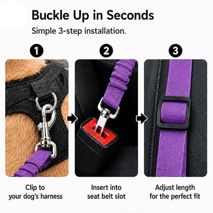 Dog Seat Belt 2Pcs, Retractable Pet Car Harness, Adjustable Dog SeatBelts for Vehicle, Nylon Pet Safety with Elastic Bungee