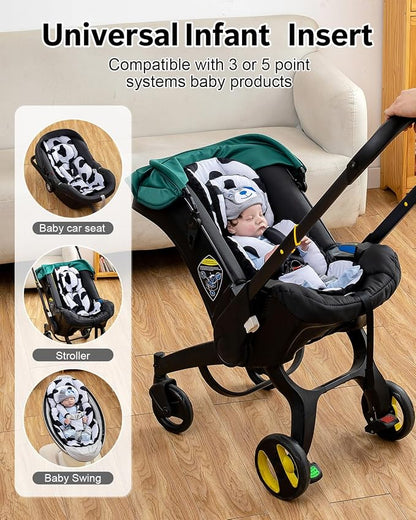 Infant Car Seat Insert with Extra Headrest for Preemie to Toddler, Adjustable Baby Car Seat Head Support with Shoulder Pads, Breathable Air Mesh & Mink Dot Newborn Carseat Insert