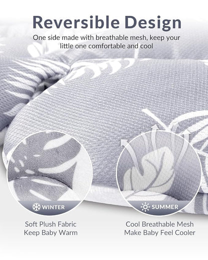 Generic Infant Car Seat Insert Compatible with Mamaroo Swing & Graco Swing and Infant Car Seat, Newborn Insert Baby Head Body Support, Reversible Design, Breathable Soft Fabric, 1Pcs - Grey Leaf