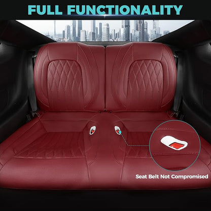 Custom for Ford Mustang Coupe Seat Covers 2015-2025 - Custom-Fit Full Set Faux Leather Car Seat Covers for Mustang Coupe Fastback GT/V6/EcoBoost 2015 2016 2017 2018 2019 2020 2021 2022 2023 2024 2025