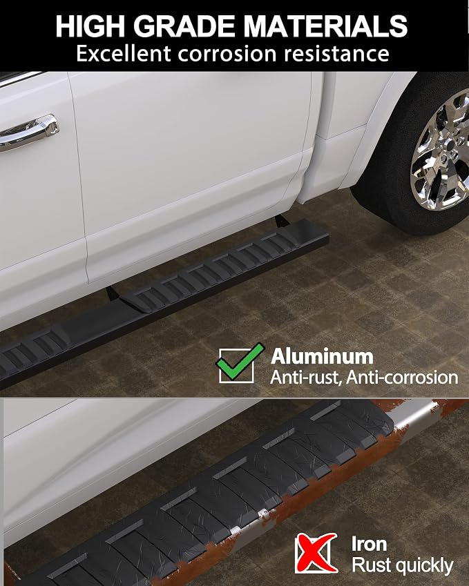 KYBOLT Running Boards 6.3 Inches Compatible with 2007-2018 Chevy Silverado/GMC Sierra 1500 2500HD 3500HD, 2019 1500LD/Limited 2500HD 3500HD Extended Cab Aluminum Side Steps Nerf Bars