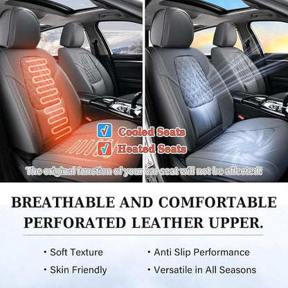 Coverado Seat Covers, Car Front Seat Covers with Backrest, Nappa Leather Car Seat Protectors,Waterproof &Breathable,Anti-Slip Automotive Seat Cushion, Universal Fit for Most Vehicles,2Pcs Gray