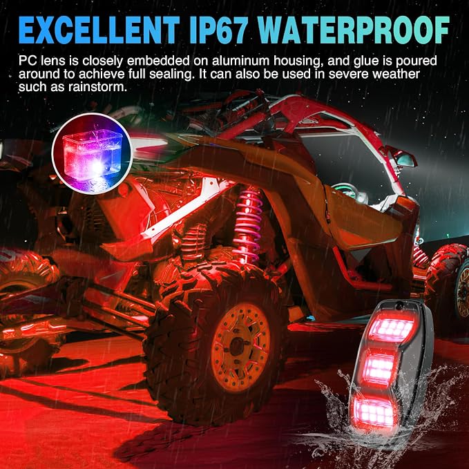 Nilight RGBW LED Rock Lights Kit, 8 Pods 22LED Wide Angle Remote & Bluetooth App Dual Control with Music Modes Multicolor Underglow Neon Wheel Well Light Fit for ATV UTV SUV Offroad Truck RZR Boat