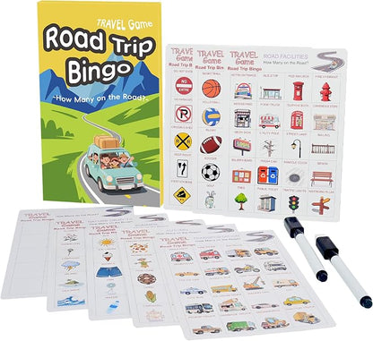 Road Trip Bingo Travel Game for Kids & Families | Road Trip Essentials, Reusable Activity, Dry-Erase Cards, Perfect for Car Rides & Vacations