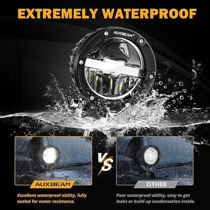 Auxbeam 4 Inch 100W Round Offroad Lights, LED Driving Light Pods with Hi/Lo/Combo Beam Design, 10000LM Super Bright Work Fog Light with Wiring Harness for Truck Pickup SUV ATV UTV 4x4