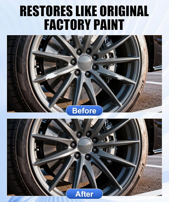 Amiss Full Matte Gray Rim Repair Kit, Wheel Paint and Rim Paint Touch Up Pen for Curb Rash, Universal Alloy Wheel Scratch Repair for Scratches and Scuffs, Car Accessories (Full Matte Gray)