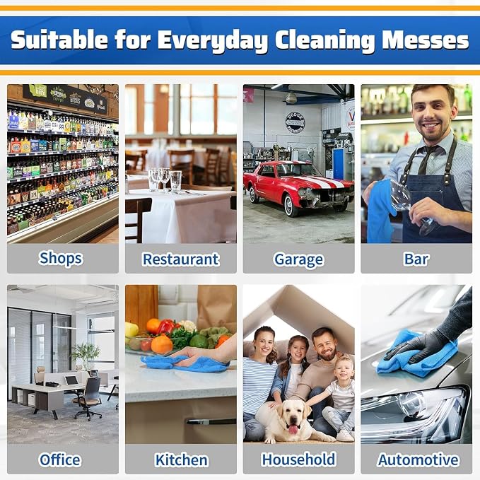 Microfiber Cleaning Cloth, 200 Pack Blue Cleaning Rags Microfiber Towel Bulk Absorbent Lint-Free Wash Cloths, All-Purpose Towels for Cars, Shop, Automotive, Garage, Home & Kitchen
