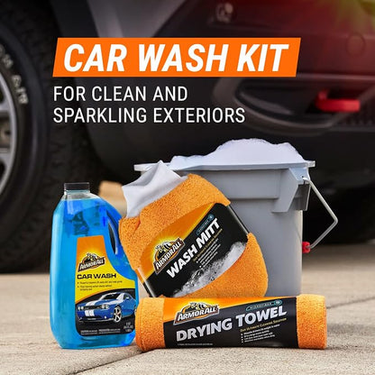 Armor All Car Wash and Cleaner Kit - 8-Piece Complete Set with Wash Concentrate, Wipes, Microfiber Towels & Air Freshener, Gift for Dad