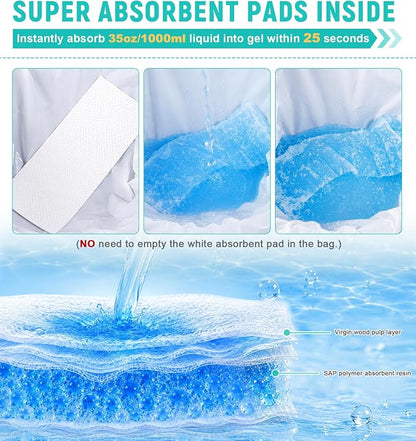 OUMEE 850ML Emergency Disposable Urinal Bags, 8/12/20/28 Pcs Camping Pee Bags Unisex Urine Bag Vomit Bag for Travel Traffic Jam Portable Toilet Bag for Men Women