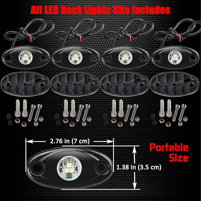 4 Pods LED Rock Lights, Ampper Waterproof LED Neon Underglow Light for Car Truck ATV UTV SUV Offroad Boat Underbody Glow Trail Rig Lamp (Green)