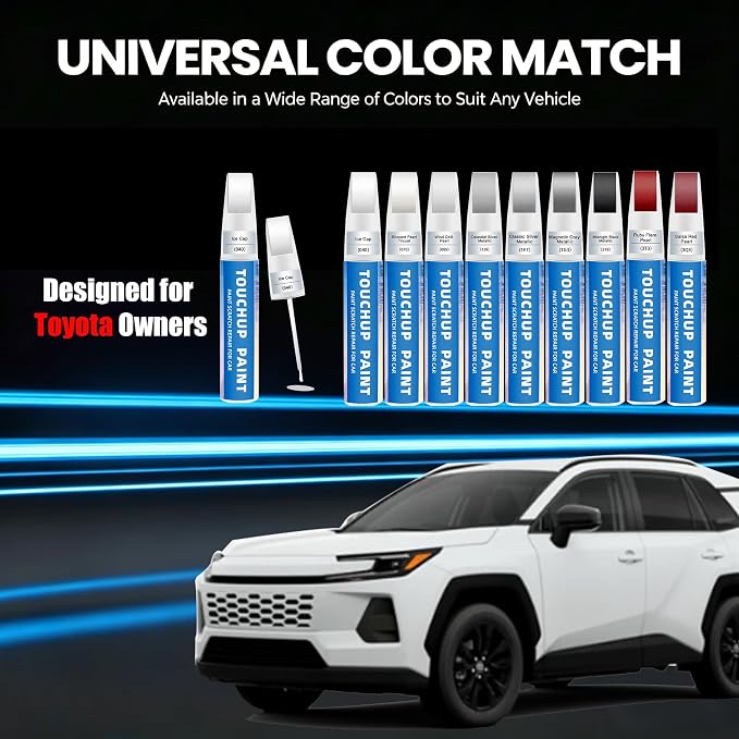Ice Cap(040) Touch Up Paint for Toyota 2-in-1 Car Scratch Repair Pen for Rock Chips, Door Scratches & Paint Nicks Exact Color Match Quick Dry DIY Fix for RAV4 Camry Corolla